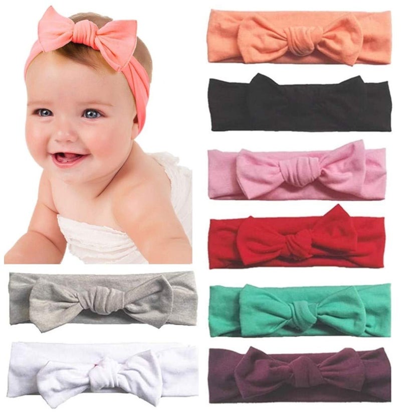 Toptim Baby Headbands Cotton Knotted, Girl's Rabbit Ear Hairbands for Newborn,Toddler 8-Pack (Multicoloured, one size) - Image 1